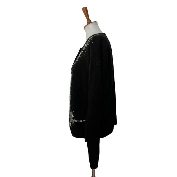 VINTAGE Dana Scott Sequin Beaded Button Up Cardigan Sweater Silk Blend Large - Picture 4 of 8